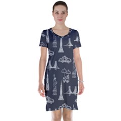 Nyc Pattern Short Sleeve Nightdress