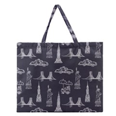 Nyc Pattern Zipper Large Tote Bag