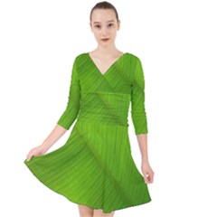 Banana Leaf Quarter Sleeve Front Wrap Dress