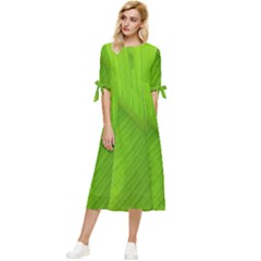 Banana Leaf Bow Sleeve Chiffon Midi Dress by artworkshop