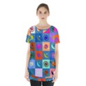 Space-pattern Multicolour Skirt Hem Sports Top View1