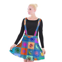 Space-pattern Multicolour Suspender Skater Skirt by Jancukart