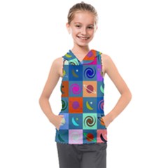 Space-pattern Multicolour Kids  Sleeveless Hoodie by Jancukart