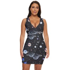 Cute-space Draped Bodycon Dress