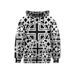 Black And White Geometric Geometry Pattern Kids  Pullover Hoodie by Jancukart