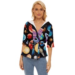 Background-with-many-planets-space Lightweight Drawstring Hooded Top