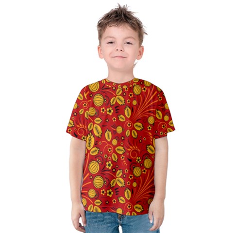 Seamless-pattern-slavic-folk-style Kids  Cotton Tee by Jancukart