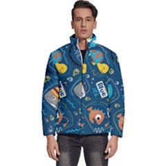 Seamless-pattern-vector-submarine-with-sea-animals-cartoon Men s Puffer Bubble Jacket Coat by Jancukart