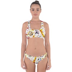 Vector-seamless-pattern-nice-animals-cartoon Cross Back Hipster Bikini Set