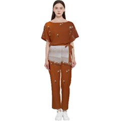 Bubble Beer Batwing Lightweight Chiffon Jumpsuit