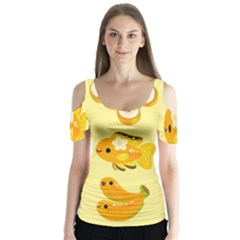 Banana Cichlid Butterfly Sleeve Cutout Tee 