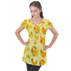 Banana Cichlid Puff Sleeve Tunic Top by artworkshop