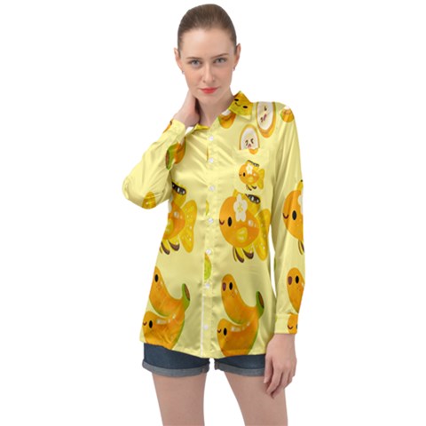 Banana Cichlid Long Sleeve Satin Shirt by artworkshop