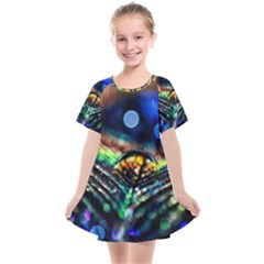 Peacock Feather Drop Kids  Smock Dress by artworkshop