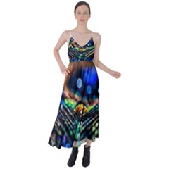 Peacock Feather Drop Tie Back Maxi Dress by artworkshop