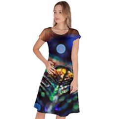 Peacock Feather Drop Classic Short Sleeve Dress by artworkshop