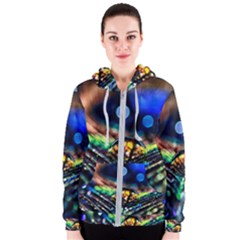 Peacock Feather Drop Women s Zipper Hoodie by artworkshop