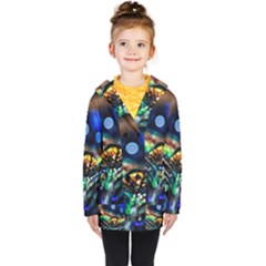 Peacock Feather Drop Kids  Double Breasted Button Coat by artworkshop