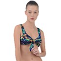 Peacock Feather Drop Front Tie Bikini Top View1