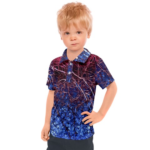 Autumn Fractal Forest Background Kids  Polo Tee by Amaryn4rt