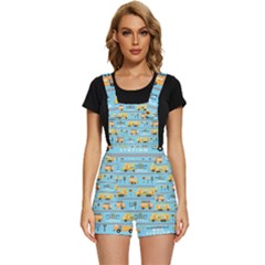 Buses-cartoon-pattern-vector Short Overalls