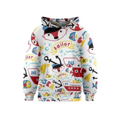 Seamless-pattern-vector-sailing-equipments-cartoon Kids  Pullover Hoodie by Jancukart