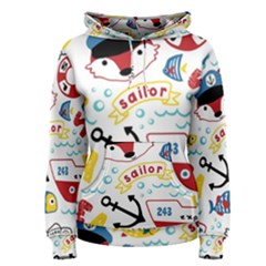 Seamless-pattern-vector-sailing-equipments-cartoon Women s Pullover Hoodie by Jancukart