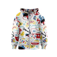 Seamless-pattern-vector-sailing-equipments-cartoon Kids  Zipper Hoodie by Jancukart