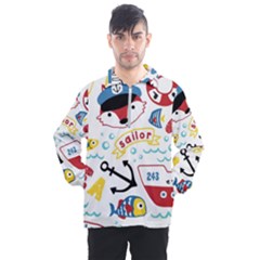 Seamless-pattern-vector-sailing-equipments-cartoon Men s Half Zip Pullover by Jancukart