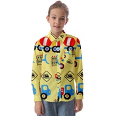 Seamless-pattern-vector-industrial-vehicle-cartoon Kids  Long Sleeve Shirt by Jancukart