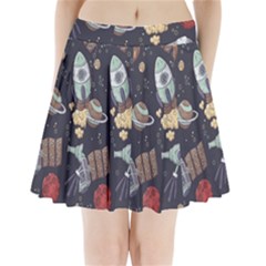 Hand-drawn-pattern-space-elements-collection Pleated Mini Skirt by Jancukart