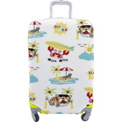 Vector-pattern-with-funny-animals-cartoon-summer-holiday-beach Luggage Cover (large) by Jancukart