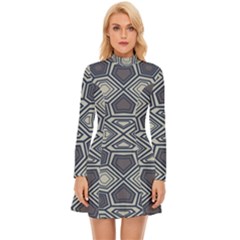 Abstract Pattern Geometric Backgrounds Long Sleeve Velour Longline Dress by Eskimos