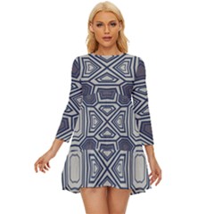 Abstract Pattern Geometric Backgrounds Long Sleeve Babydoll Dress by Eskimos