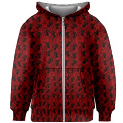 Micro Blood Red Cats Kids  Zipper Hoodie Without Drawstring by NerdySparkleGoth