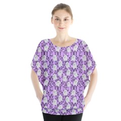 Purple Ghost Batwing Chiffon Blouse