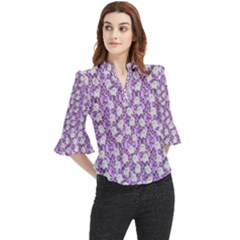 Purple Ghost Loose Horn Sleeve Chiffon Blouse