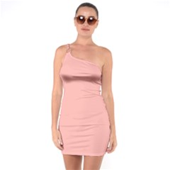 Pink Plain One Soulder Bodycon Dress by FunDressesShop