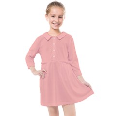 Pink Plain Kids  Quarter Sleeve Shirt Dress by FunDressesShop