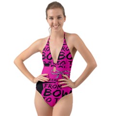 Bow To Toe Cheer Halter Cut-out One Piece Swimsuit by artworkshop