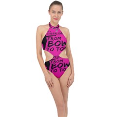 Bow To Toe Cheer Halter Side Cut Swimsuit by artworkshop