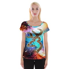 Browning Deer Glitter Galaxy Cap Sleeve Top by artworkshop