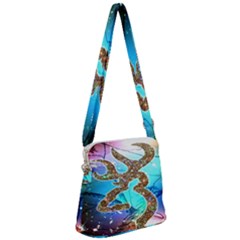 Browning Deer Glitter Galaxy Zipper Messenger Bag by artworkshop