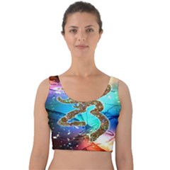 Browning Deer Glitter Galaxy Velvet Crop Top by artworkshop