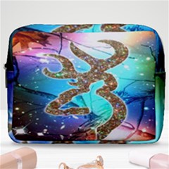 Browning Deer Glitter Galaxy Make Up Pouch (large) by artworkshop