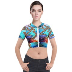 Browning Deer Glitter Galaxy Short Sleeve Cropped Jacket by artworkshop