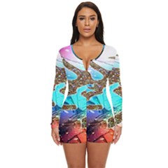 Browning Deer Glitter Galaxy Long Sleeve Boyleg Swimsuit by artworkshop