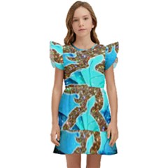 Browning Deer Glitter Galaxy Kids  Winged Sleeve Dress