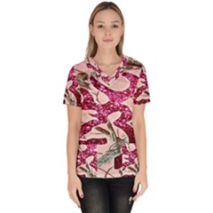 Browning Deer Glitter Women s V-neck Scrub Top by artworkshop