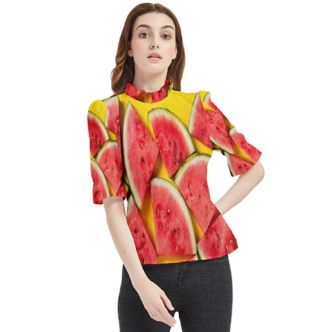 Watermelon Frill Neck Blouse by artworkshop